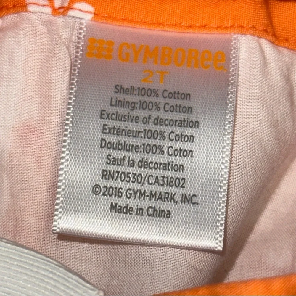 Gymboree Toddler Size 2T Orange Floral Dress Cotton Sleeveless Bows